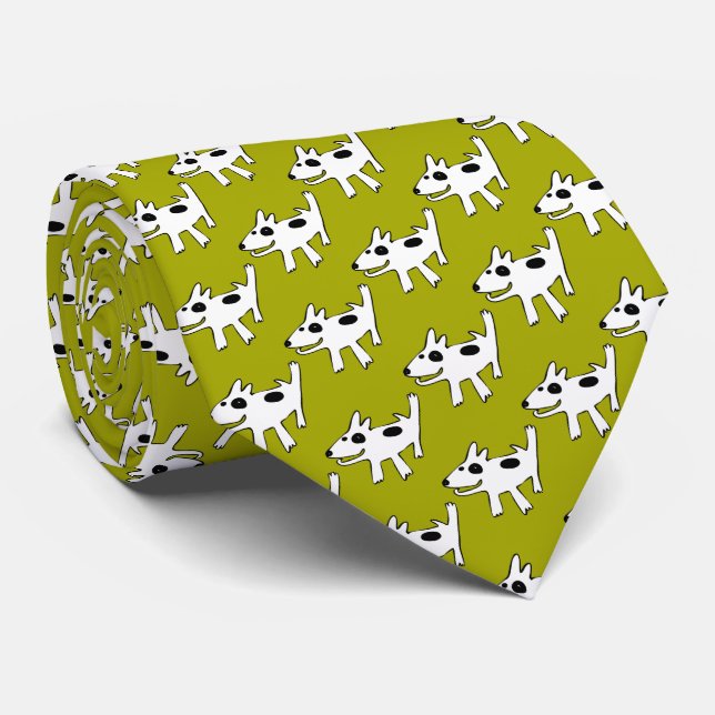 Bull Terrier having fun doodle Tie (Rolled)
