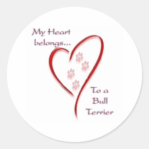 Bull Terrier Heart Belongs Classic Round Sticker