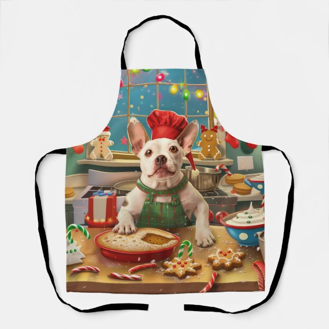 Bull Terrier Holiday Baking: Festive Christmas Apron (Front)