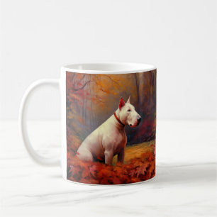 Bull Terrier in Autumn Leaves Fall Inspire  Coffee Mug