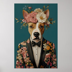 Bull Terrier In Suit Poster, Bull Terrier Poster