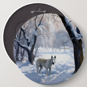 Bull Terrier Let It Snow Christmas 6 Cm Round Badge