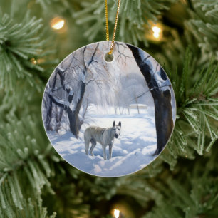 Bull Terrier Let It Snow Christmas  Ceramic Tree Decoration