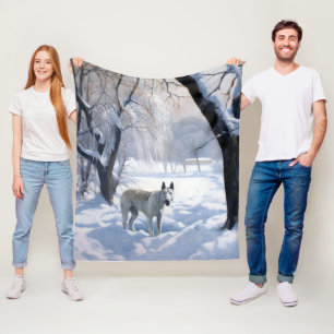 Bull Terrier Let It Snow Christmas  Fleece Blanket