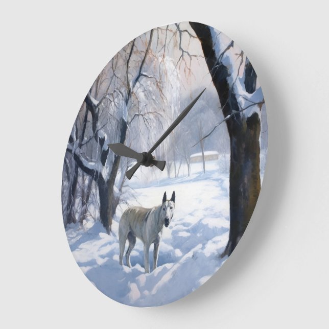 Bull Terrier Let It Snow Christmas  Large Clock (Angle)