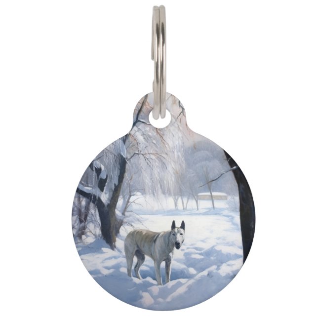 Bull Terrier Let It Snow Christmas  Pet Tag (Front)