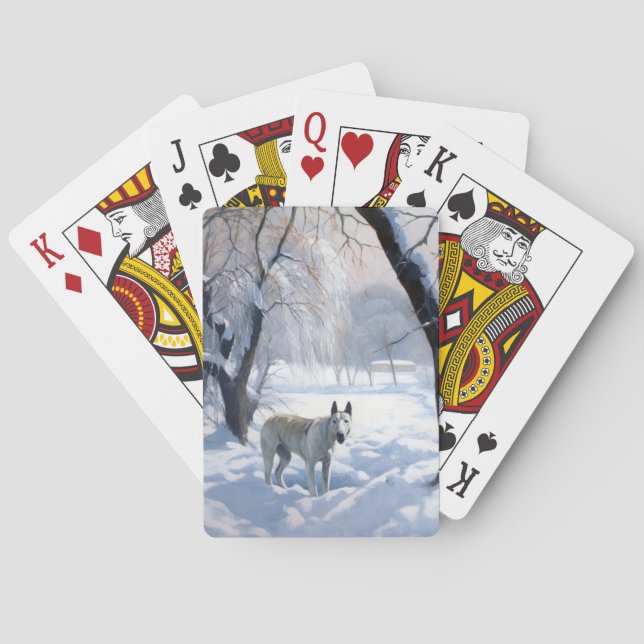 Bull Terrier Let It Snow Christmas  Playing Cards (Back)