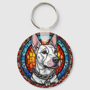 Bull Terrier Mosaic Dog Portrait For Dog Lovers Key Ring