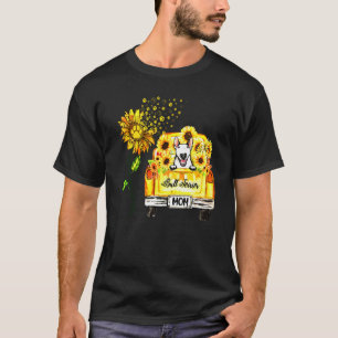Bull Terrier Mum Sunflower Dog Paw T-Shirt