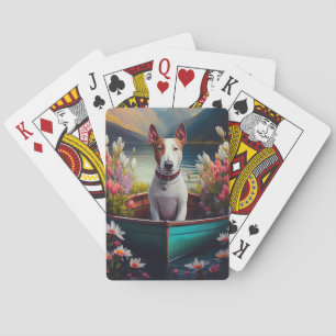 Bull Terrier on a Paddle: A Scenic Adventure Playing Cards
