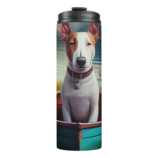 Bull Terrier on a Paddle: A Scenic Adventure Thermal Tumbler (Front)