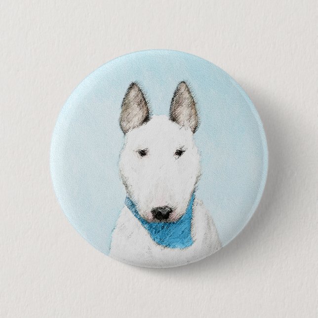 Bull Terrier Painting - Cute Original Dog Art 6 Cm Round Badge (Front)