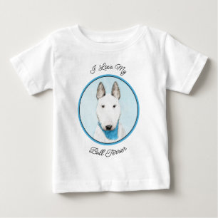Bull Terrier Painting - Cute Original Dog Art Baby T-Shirt