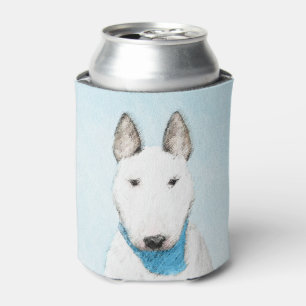 Bull Terrier Painting - Cute Original Dog Art Can Cooler