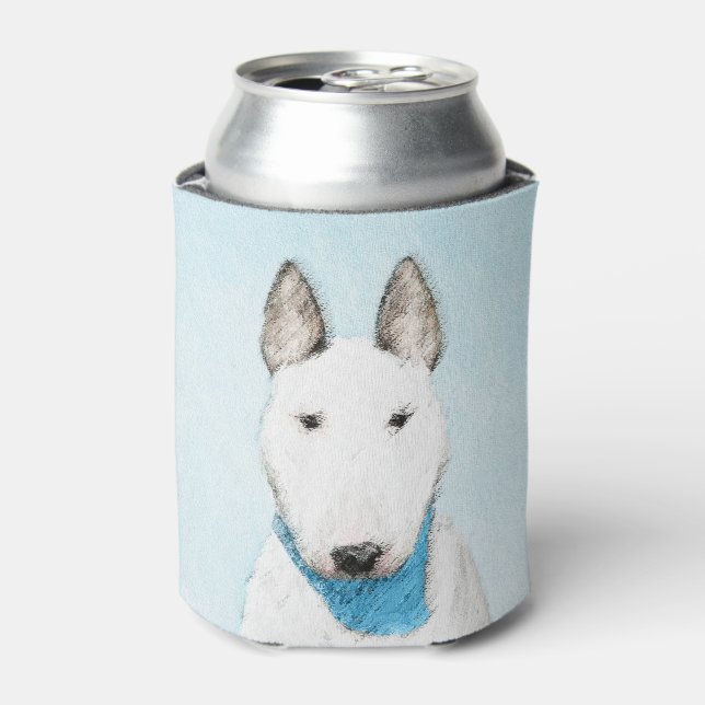Bull Terrier Painting - Cute Original Dog Art Can Cooler (Can Front)