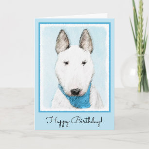 Bull Terrier Painting - Cute Original Dog Art Card
