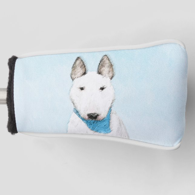 Bull Terrier Painting - Cute Original Dog Art Golf Head Cover (Front)