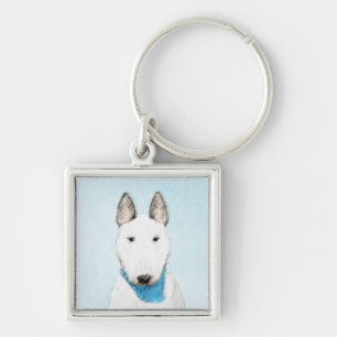 Bull Terrier Painting - Cute Original Dog Art Key Ring