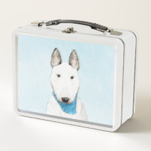 Bull Terrier Painting - Cute Original Dog Art Metal Lunch Box