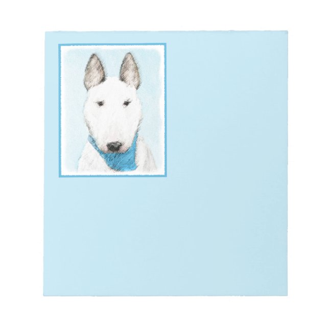 Bull Terrier Painting - Cute Original Dog Art Notepad (Front)