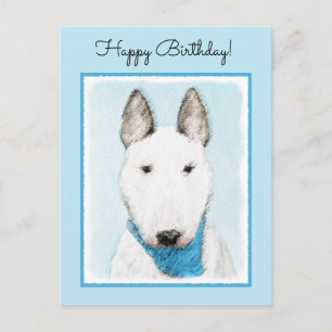 Bull Terrier Painting - Cute Original Dog Art Postcard