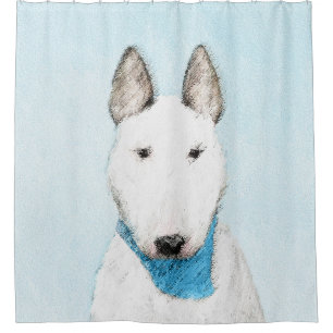 Bull Terrier Painting - Cute Original Dog Art Shower Curtain