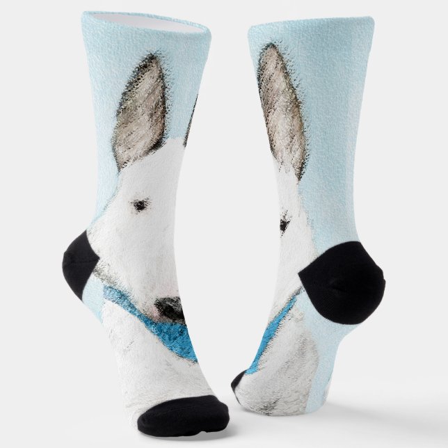 Bull Terrier Painting - Cute Original Dog Art Socks (Angled)