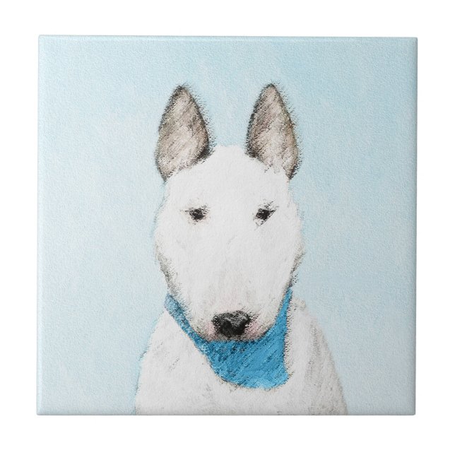 Bull Terrier Painting - Cute Original Dog Art Tile (Front)