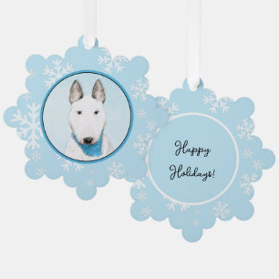 Bull Terrier Painting - Cute Original Dog Art Tree Decoration Card