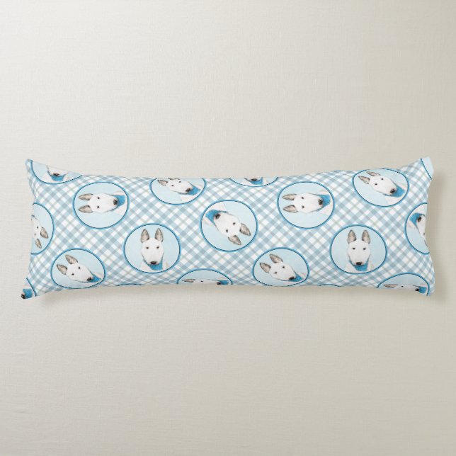 Bull Terrier Painting White English Cute Dog Art Body Cushion (Front)