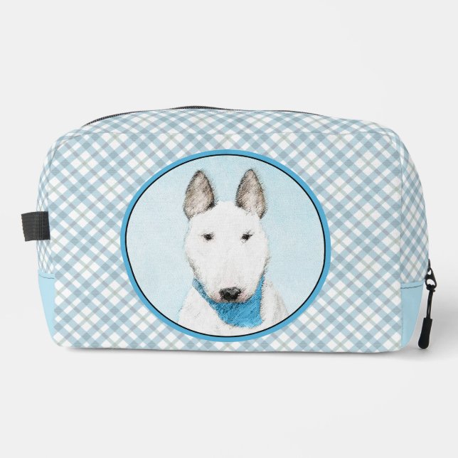 Bull Terrier Painting White English Cute Dog Art Dopp Kit (Front)