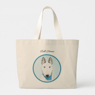 Bull Terrier Painting White English Cute Dog Art Large Tote Bag