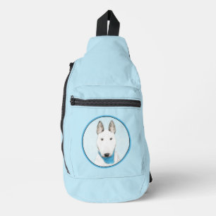 Bull Terrier Painting White English Cute Dog Art Sling Bag