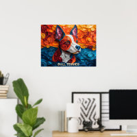 Bull Terrier Paper Quilling Art Dog Portrait