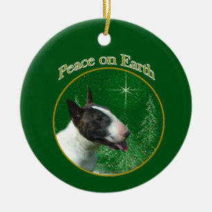 Bull Terrier Peace Ceramic Tree Decoration