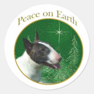 Bull Terrier Peace Classic Round Sticker
