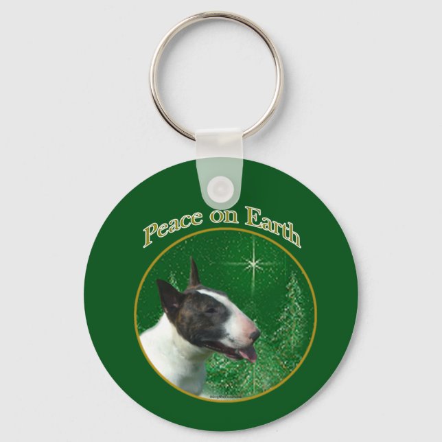 Bull Terrier Peace Key Ring (Front)