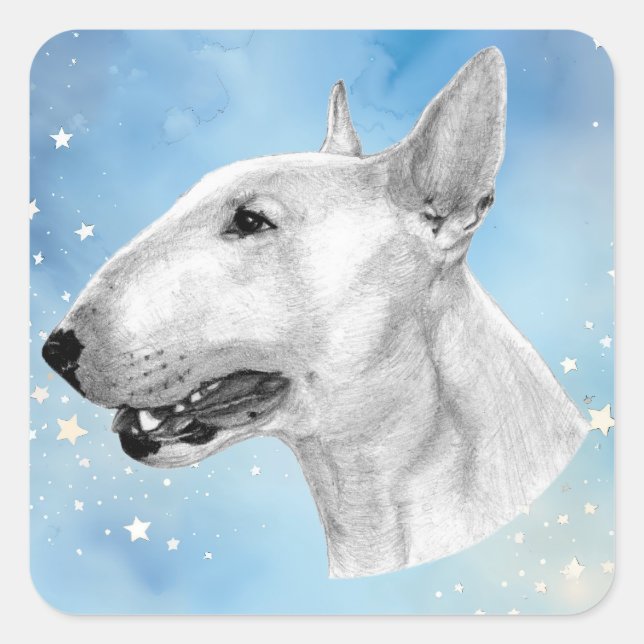 Bull Terrier pencil drawing Square Sticker (Front)