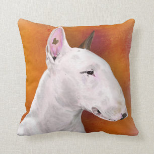 Bull Terrier Pillow on Orange Background