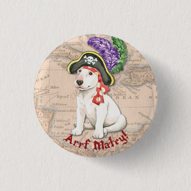 Bull Terrier Pirate 3 Cm Round Badge (Front)
