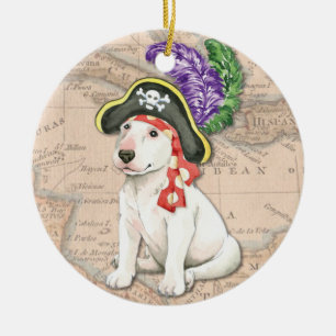 Bull Terrier Pirate Ceramic Tree Decoration