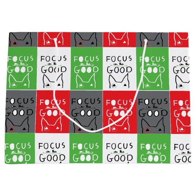 Bull Terrier Pop Art Focus on the GOOD inspiration Large Gift Bag (Front)