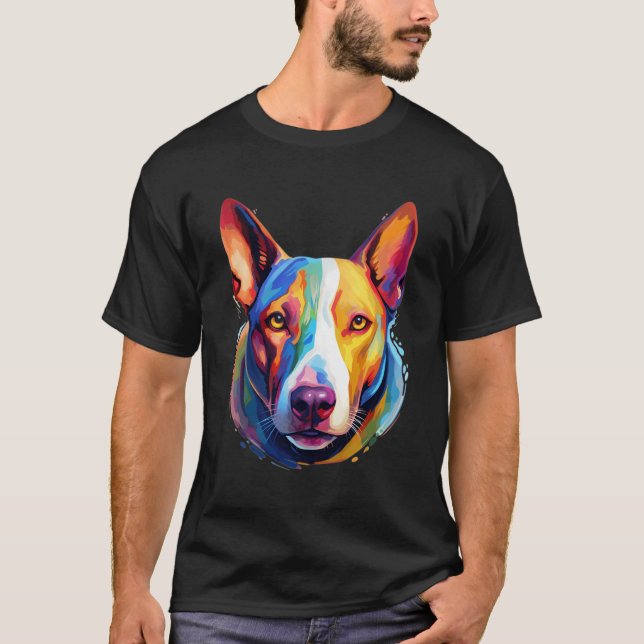 Bull Terrier Portrait Colour Artwork T-Shirt (Front)