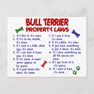 BULL TERRIER Property Laws 2 Postcard