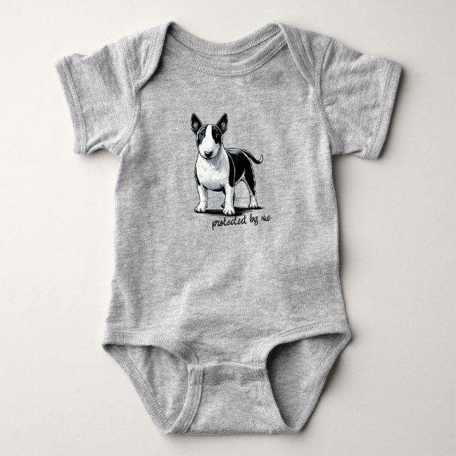 Bull Terrier - Protected by me Baby Bodysuit (Front)