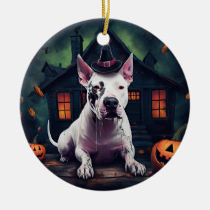 Bull Terrier Pumpkins Halloween Scary Ceramic Tree Decoration