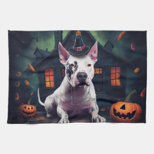 Bull Terrier Pumpkins Halloween Scary Tea Towel