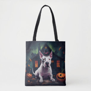 Bull Terrier Pumpkins Halloween Scary Tote Bag