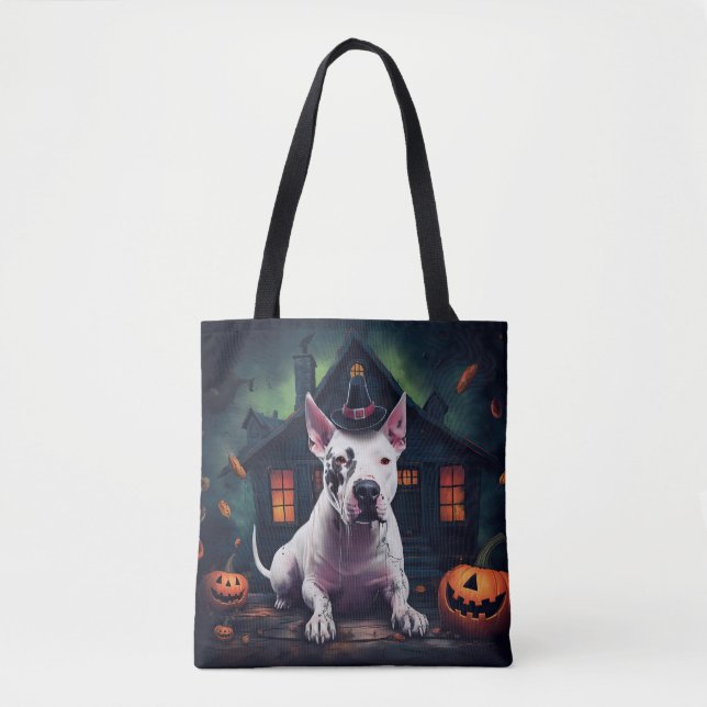 Bull Terrier Pumpkins Halloween Scary Tote Bag (Front)