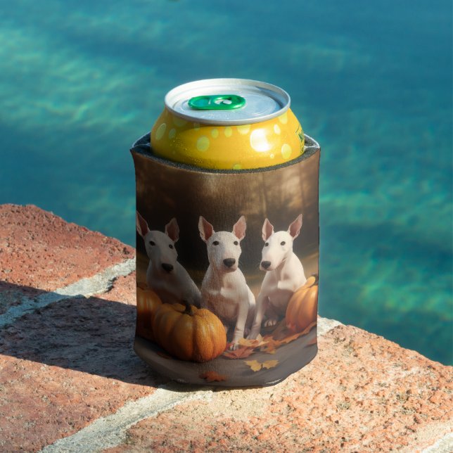 Bull Terrier Puppy Autumn Delight Pumpkin Can Cooler (In Situ Pool)